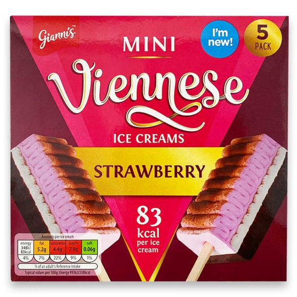 Gianni's Mini Viennese Style Ice Creams Strawberry & Vanilla 5x57ml