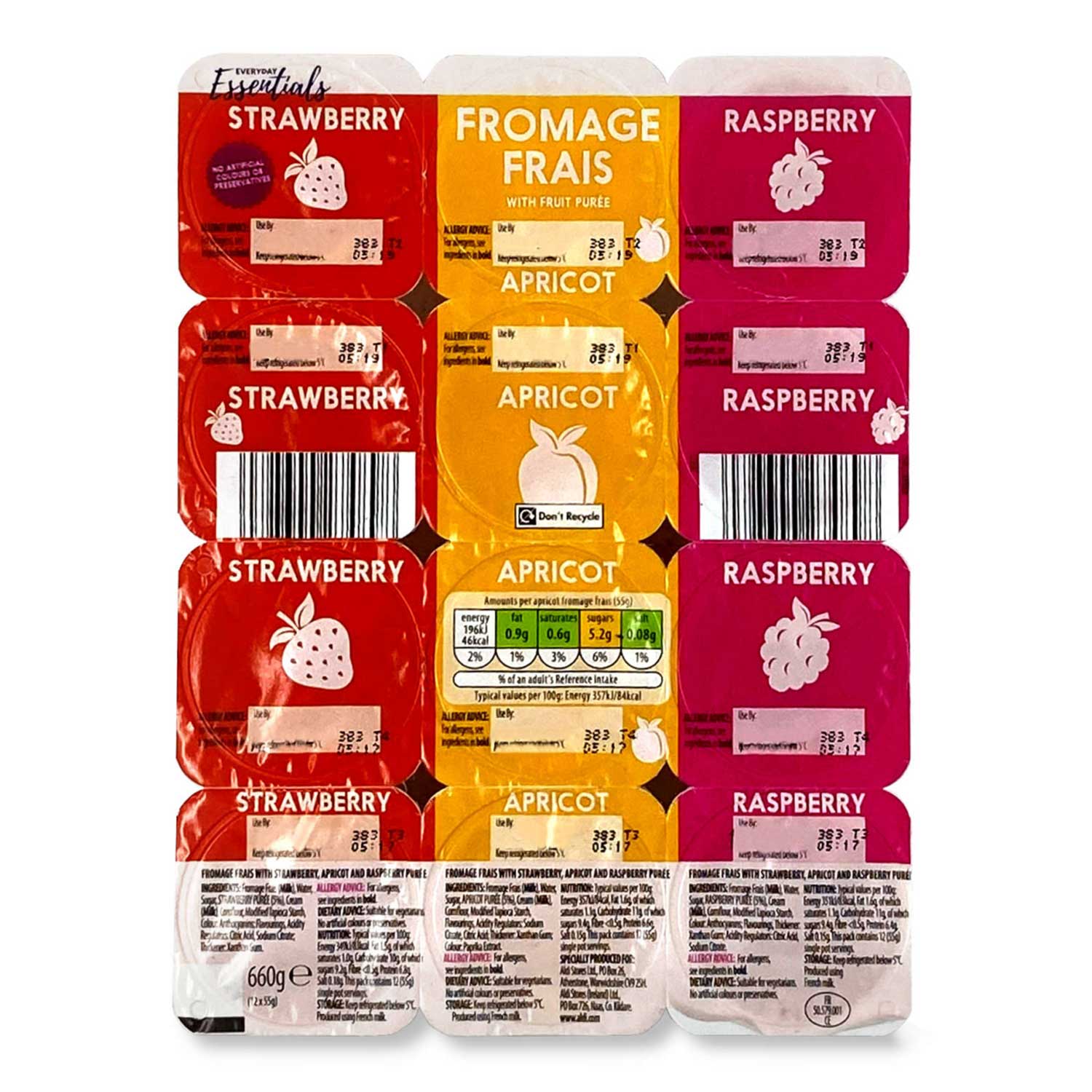 Everyday Essentials Fromage Frais With Fruit Puree 12x50g