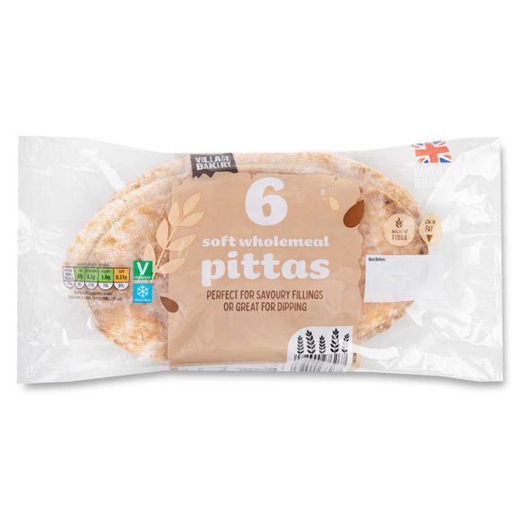 Village Bakery Wholemeal Pittas 360g/6 Pack