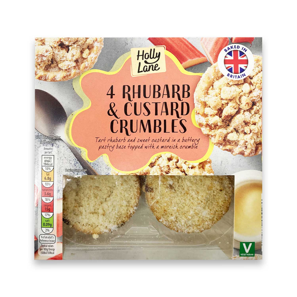 Holly Lane Rhubarb & Custard Crumbles 216g/4 Pack