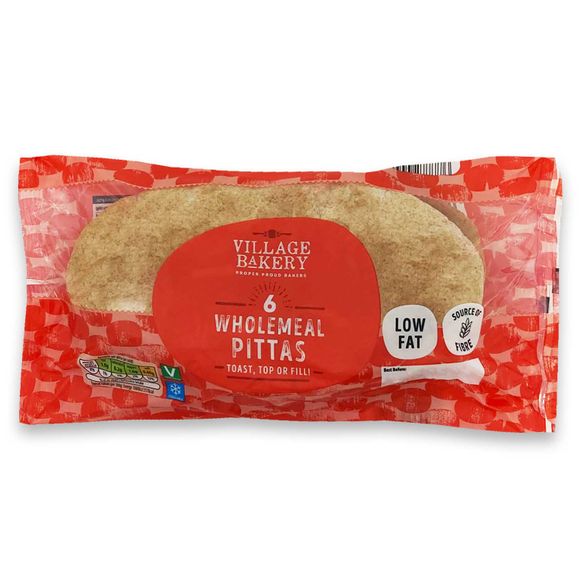 Village Bakery Wholemeal Pitta Bread 6 Pack