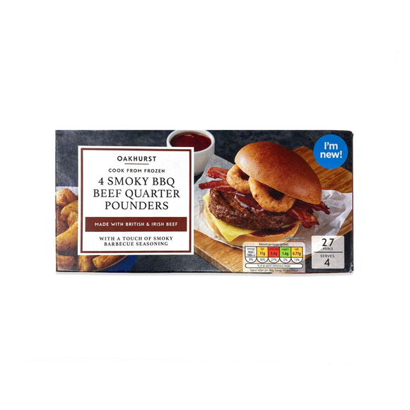 Oakhurst 4 Smoky BBQ Beef Quarter Pounders 454g