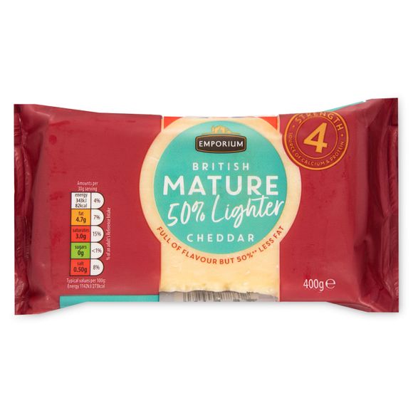 Emporium British Mature 50% Lighter Cheddar Cheese 400g