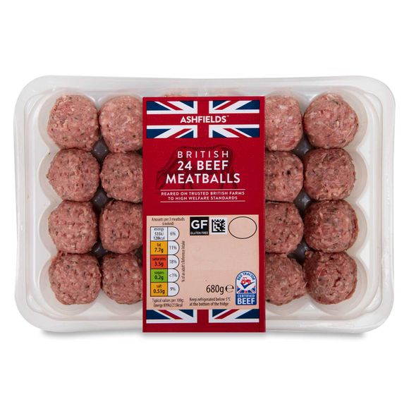 Ashfields British Beef Meatballs 680g/24 Pack