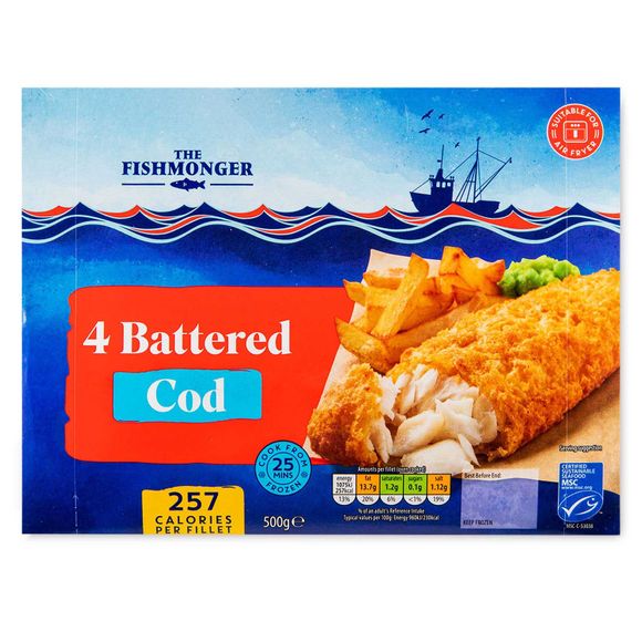 The Fishmonger Battered Cod Fillets 500g/4 Pack