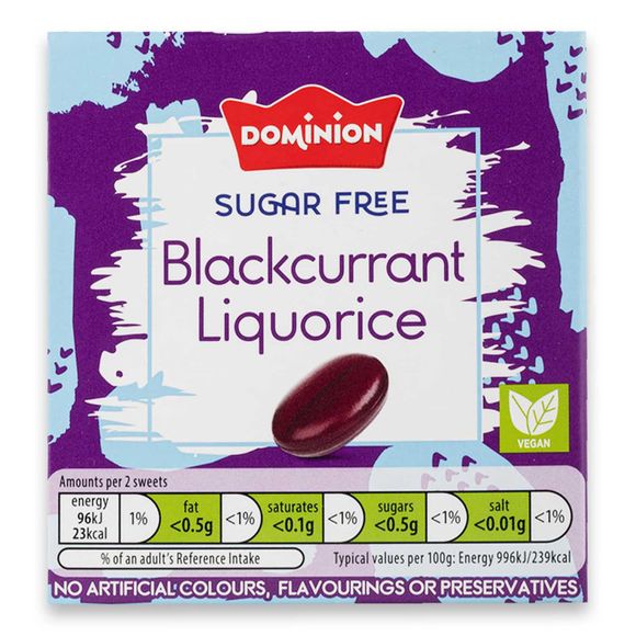 Dominion Sugar Free Blackcurrant & Liquorice 70g