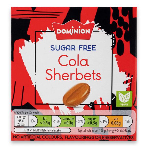 Dominion Sugar Free Cola Sherbet Sweets 70g