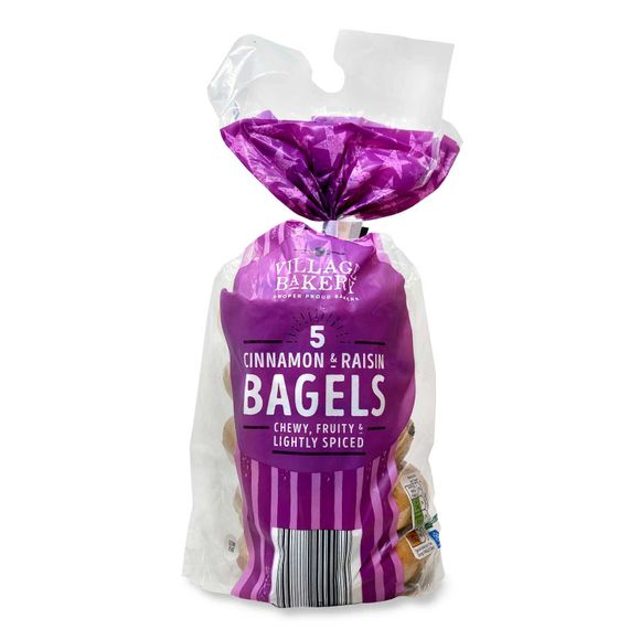 Village Bakery Cinnamon & Raisin Bagels 425g/5 Pack