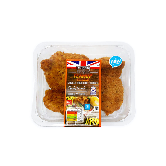 Ashfield Farm Flamin' Breaded Chicken Thigh Fillet Burger 315g