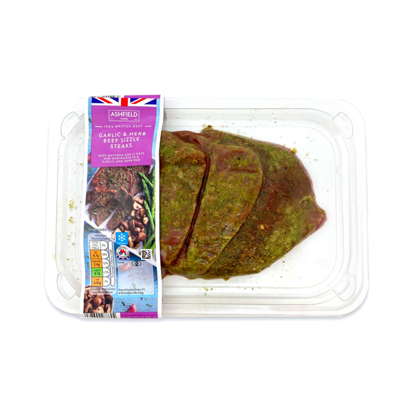 Ashfield Farm Marinated Beef Sizzle Steaks 300g