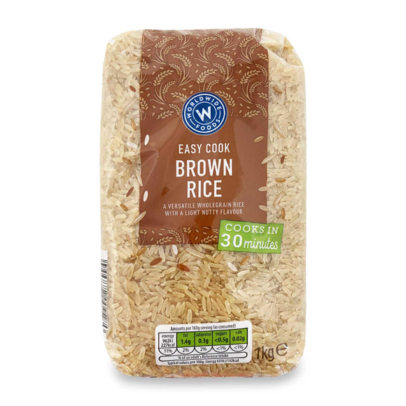 Worldwide Foods Easy Cook Brown Rice 1kg