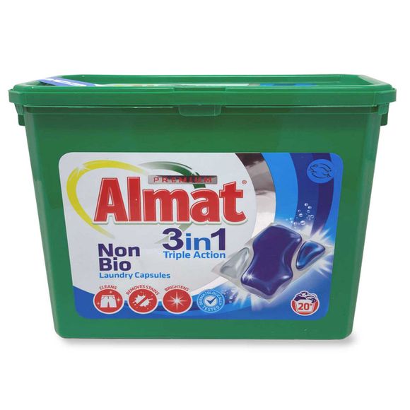 Almat 3 In 1 Triple Action Non Bio Laundry Capsules 20 Pack