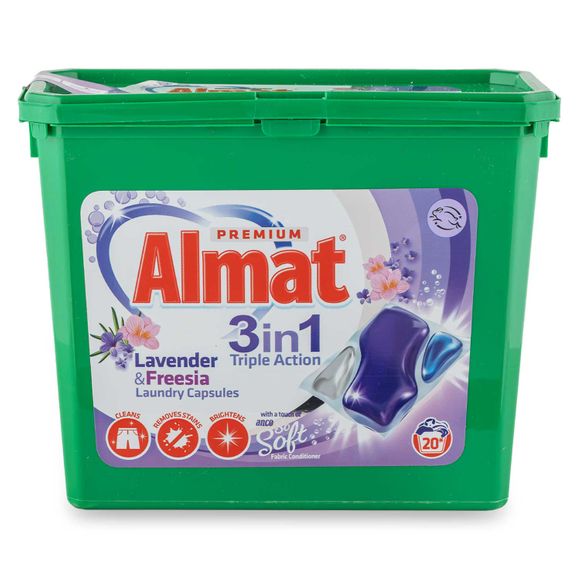 Almat 3 In 1 Triple Action Lavender & Freesia Laundry Capsules 20 Pack