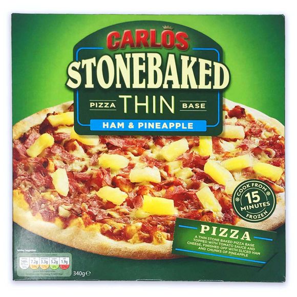 Carlos Stonebaked Pizza Thin Base Ham & Pineapple 340g