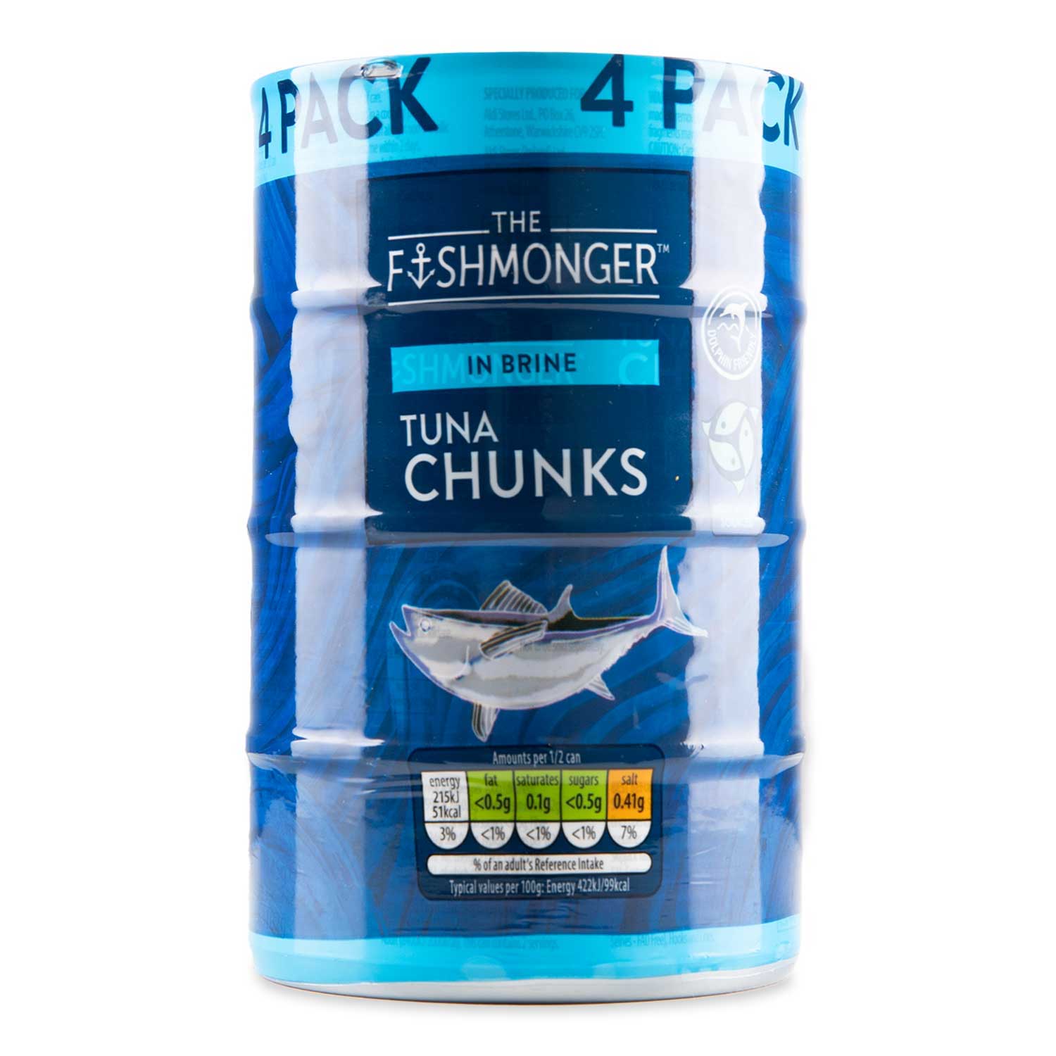 The Fishmonger Tuna Chunks In Brine 4x145g (4x102g Drained)