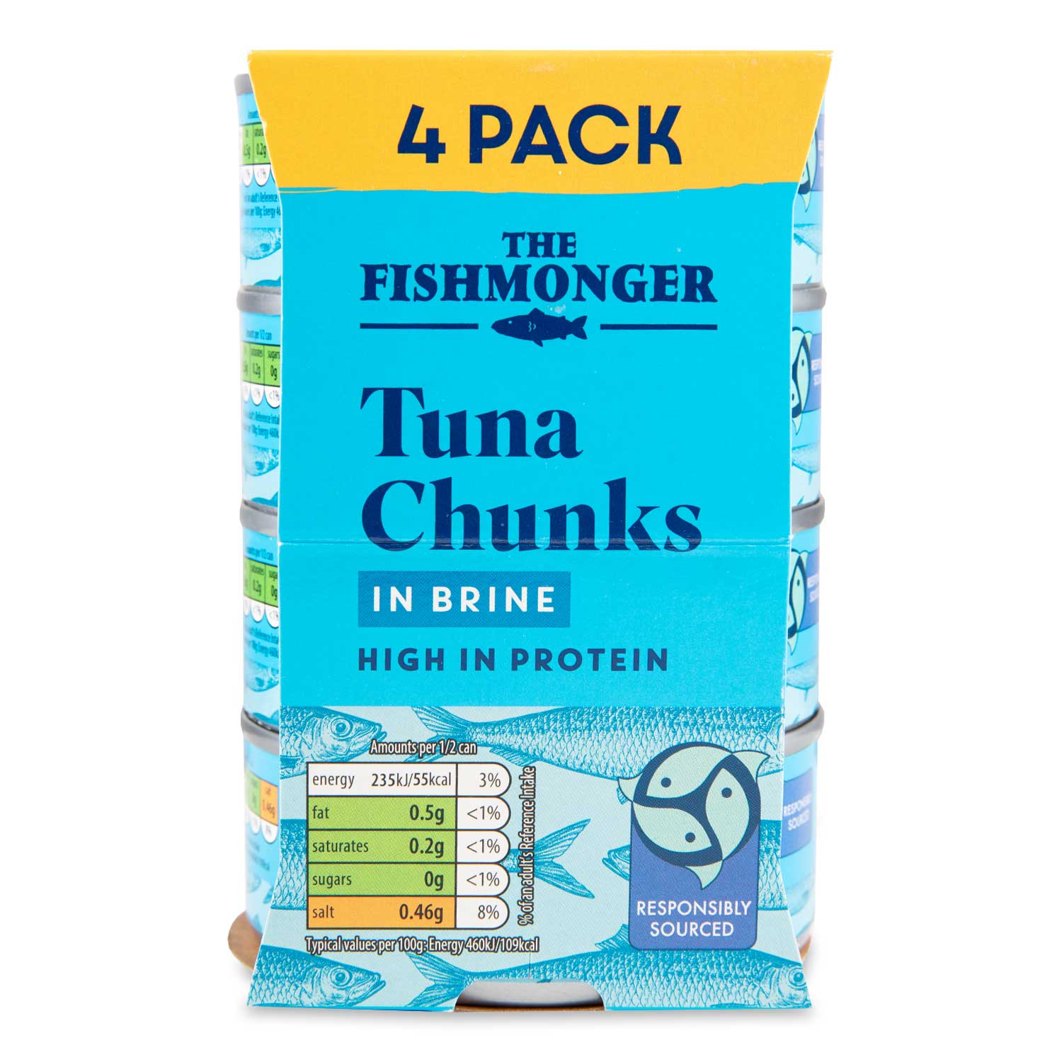 The Fishmonger Tuna Chunks In Brine 4x145g (4x102g Drained)