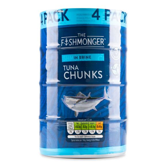 The Fishmonger Tuna Chunks In Brine 4x145g (4x102g Drained)