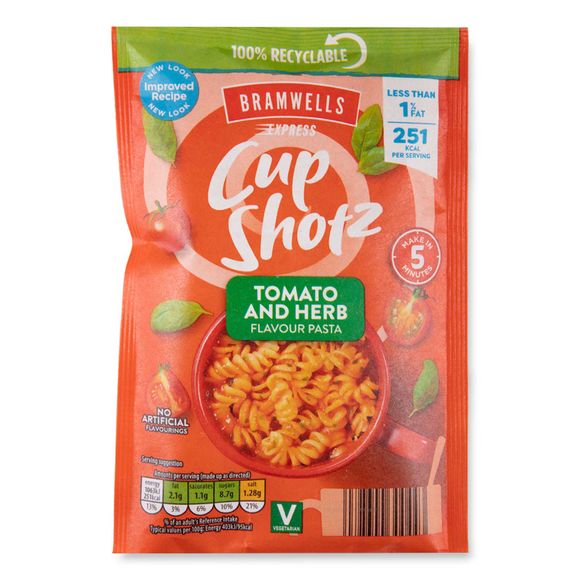 Bramwells Express Cup Shotz Tomato & Herb Flavour Pasta 64g