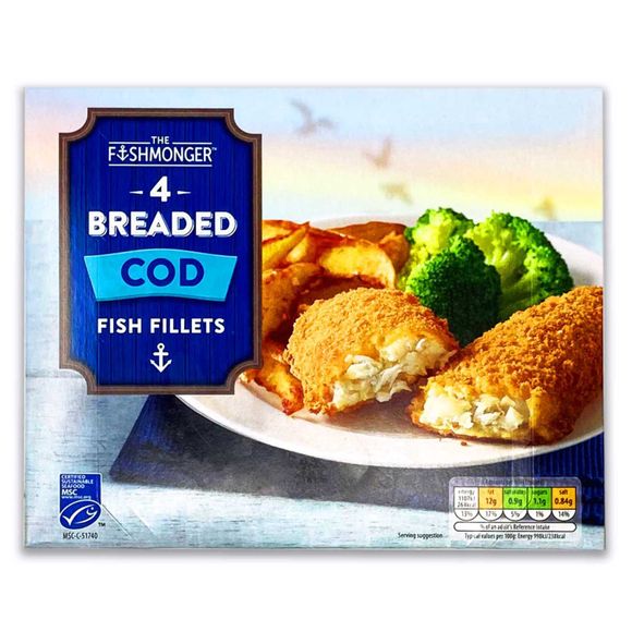 The Fishmonger Breaded Cod Fillets 500g/4 Pack