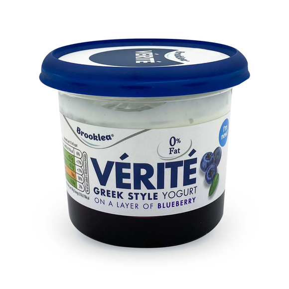 Brooklea 0% Fat Verite Greek Style Yogurt On A Layer Of Blueberry 450g