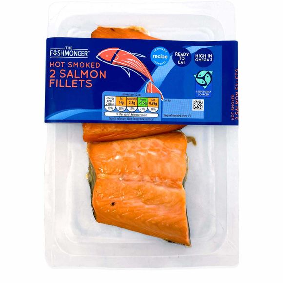 The Fishmonger 2 Hot Smoked Salmon Fillets 185g