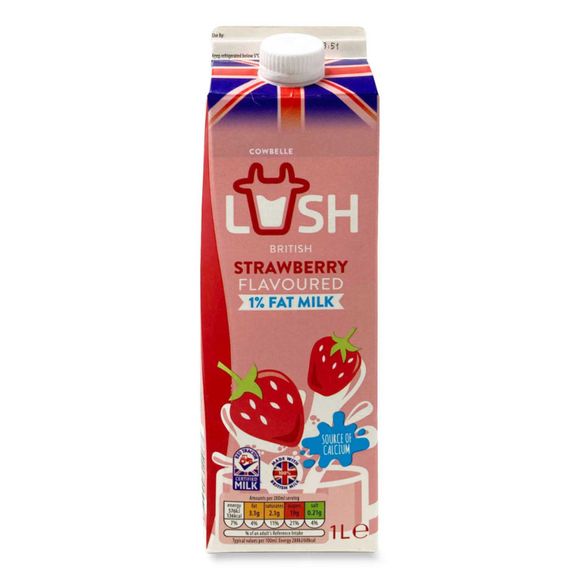 Cowbelle Lush British Strawberry Flavoured 1% Fat Milk 1l