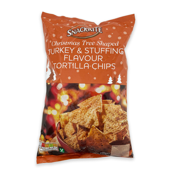 Snackrite Christmas Tree Shaped Turkey & Stuffing Flavour Tortilla Chips 200g