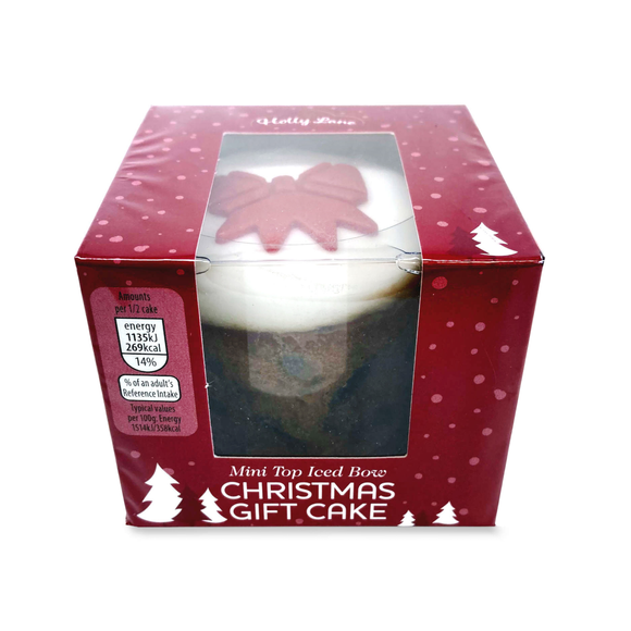 Holly Lane Mini Iced Bow Top Christmas Gift Cake 150g