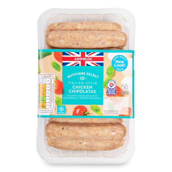 Ashfields Italian Style Chicken Chipolatas 340g/10 Pack