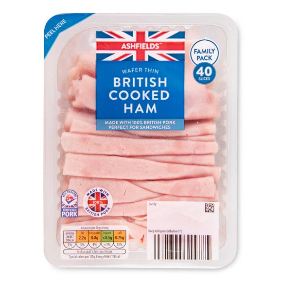 Ashfields British Pork Wafer Thin Cooked Ham 400g