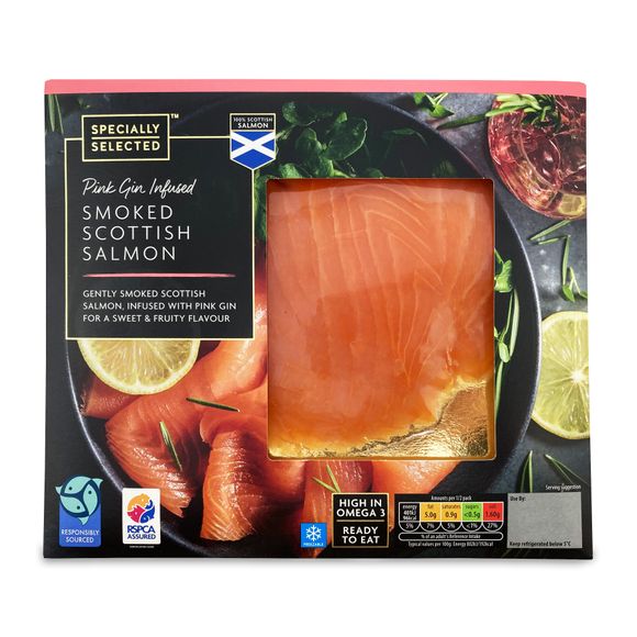 Specially Selected Pink Gin Infused Smoked Scottish Salmon 100g