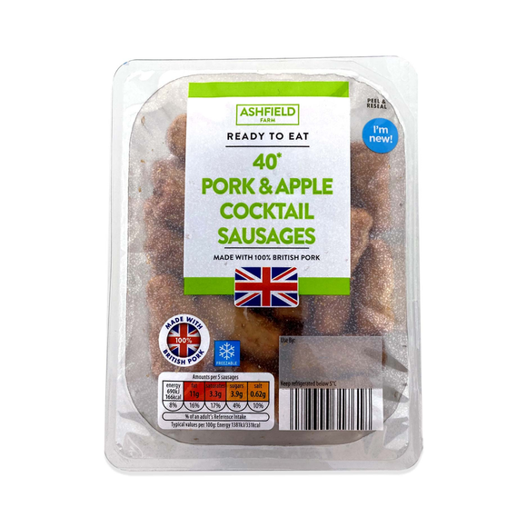 Ashfield Farm 40 Cooked Cocktail Sausages 400g