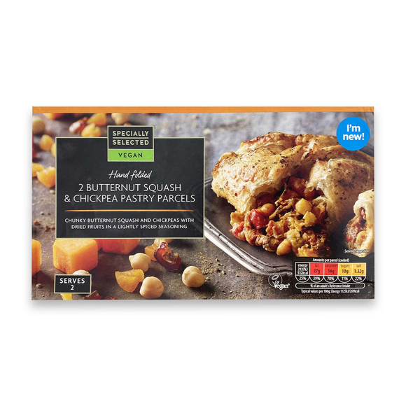 Specially Selected 2 Butternut Squash & Chickpea Pastry Parcels 400g