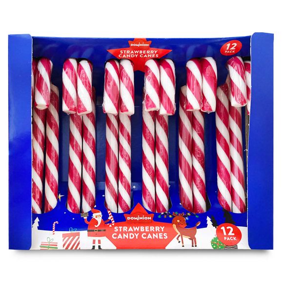 Dominion 12 Strawberry Candy Canes 144g