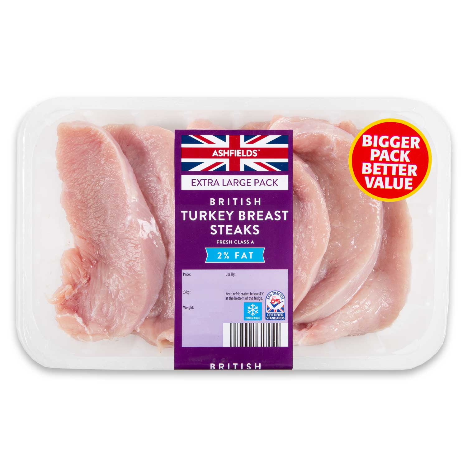 Ashfields British Turkey Breast Steaks 800g