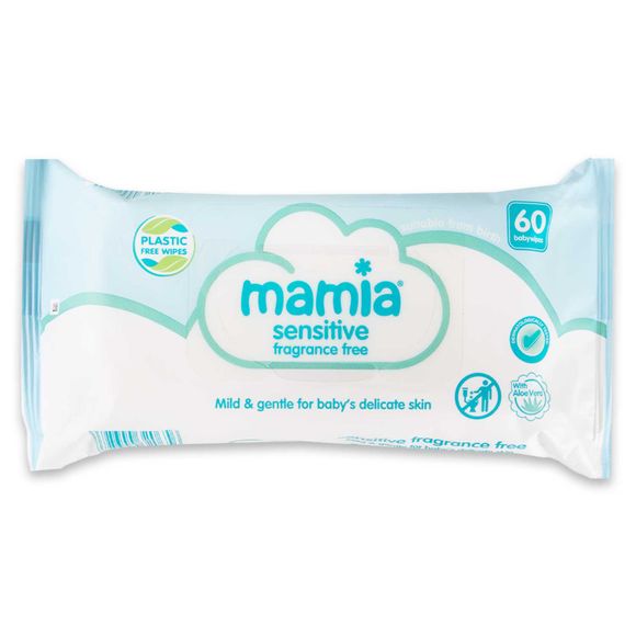 Mamia Sensitive Baby Wipes 60 Pack