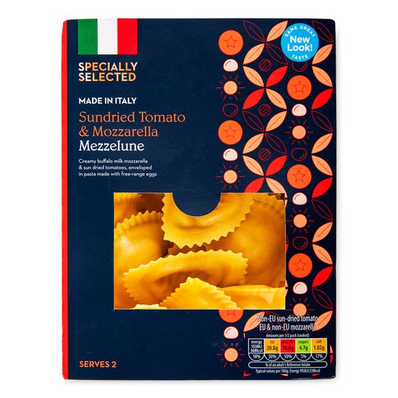 Specially Selected Italian Sundried Tomato & Mozzarella Mezzelune 250g