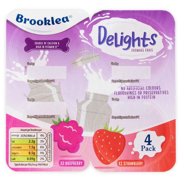 Brooklea Kids Delights Raspberry And Strawberry Fromage Frais 4 Pack