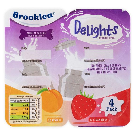 Brooklea Kids Delights Apricot And Strawberry Fromage Frais 4 Pack