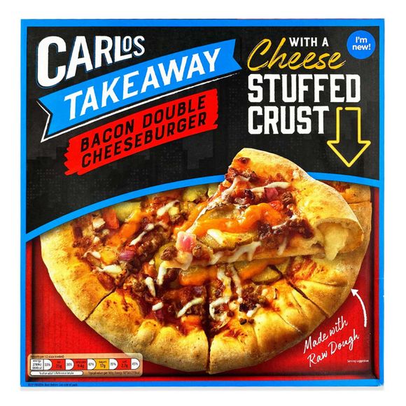 Carlos Takeaway Bacon Double Cheeseburger With A Cheese Stuffed Crust 540g