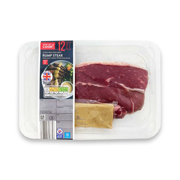 Ashfield Farm 21 Day Matured Beef Rump Steak With A Rich, Creamy Peppercorn Sauce 227g