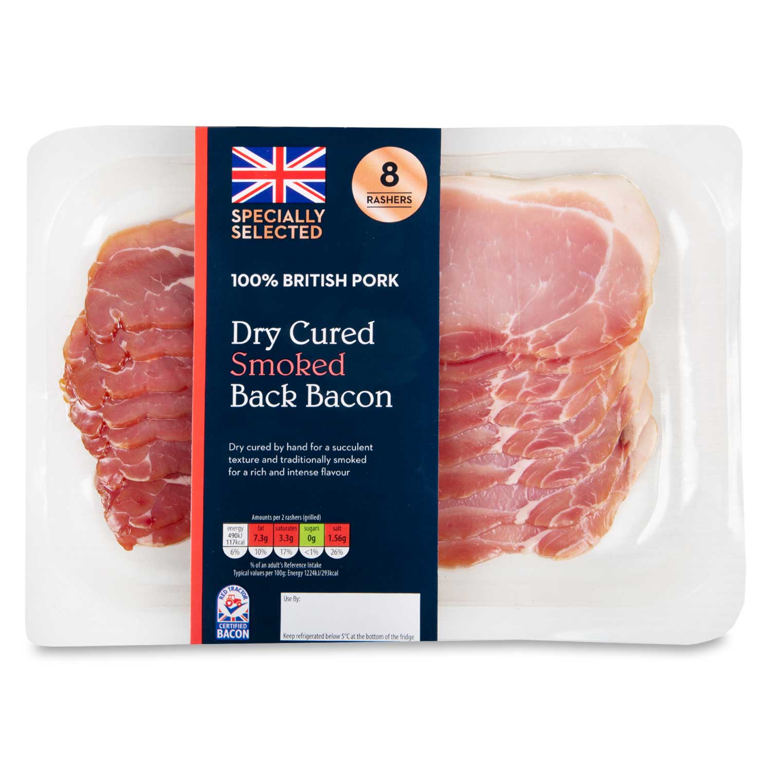 Specially Selected Dry Cured Smoked Back Bacon 240g/8 Pack