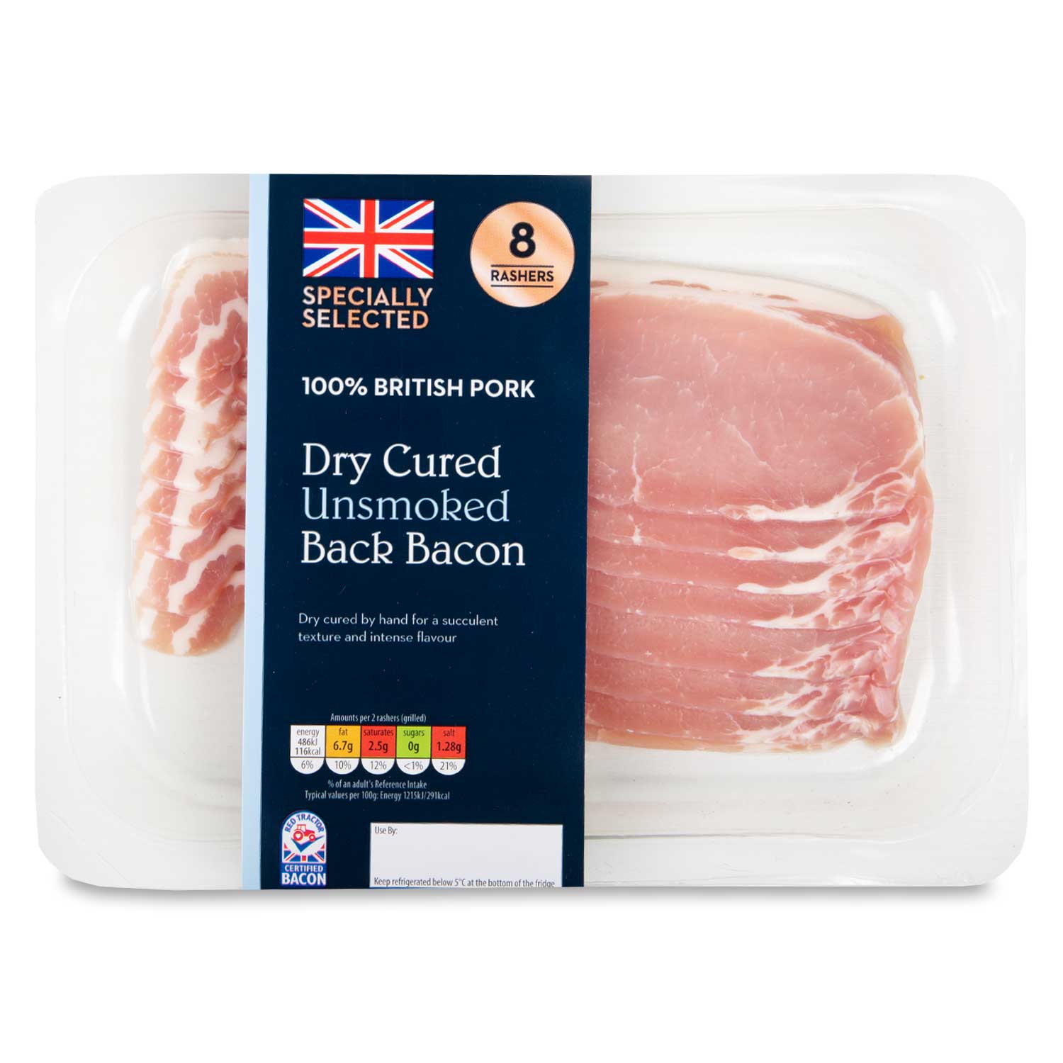 Specially Selected Dry Cured Unsmoked Back Bacon 240g/8 Pack