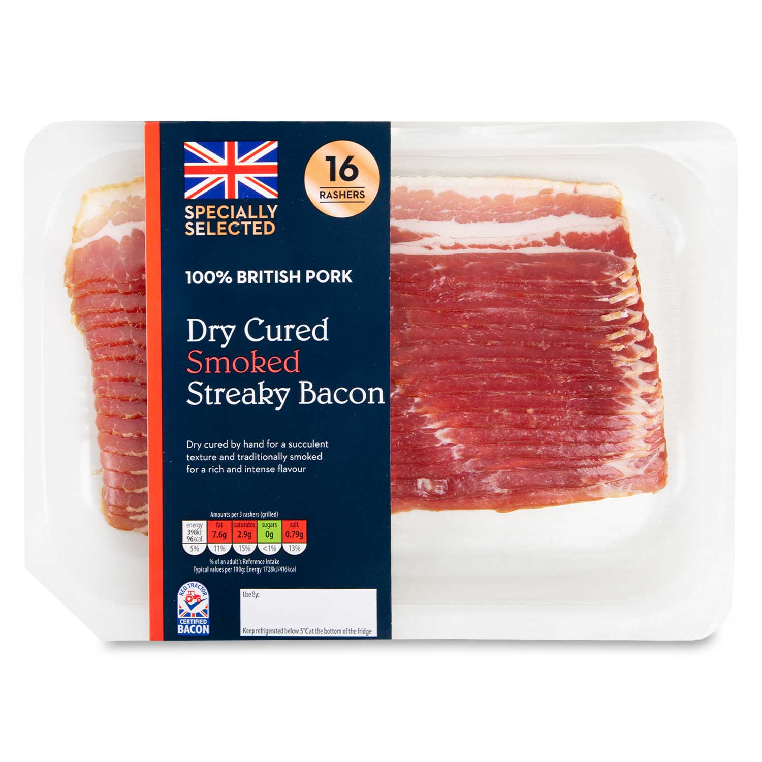 Specially Selected Dry Cured Smoked Streaky Bacon 240g/16 Pack