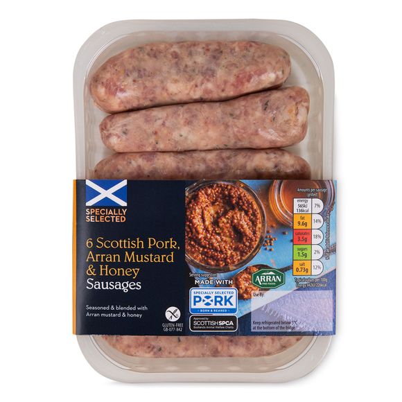 Specially Selected Scottish Pork, Arran Mustard & Honey Sausages 400g/6 Pack