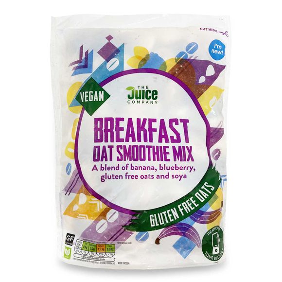 The Juice Company Breakfast Oat Smoothie Mix A Blend Of Banana, Blueberry, Gluten Free Oats And Soya 500g