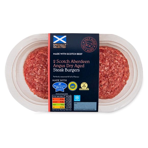 Specially Selected Scotch Aberdeen Angus Dry Aged Steak Burgers 340g/2 Pack