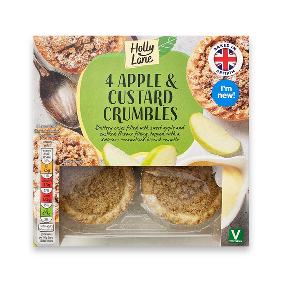 Holly Lane 4 Apple & Custard Crumbles 176g