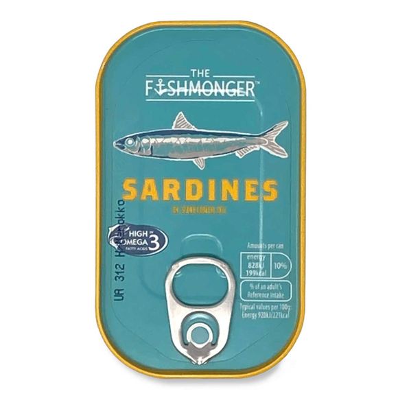 The Fishmonger Sardines In Sunflower Oil 125g (90g Drained)