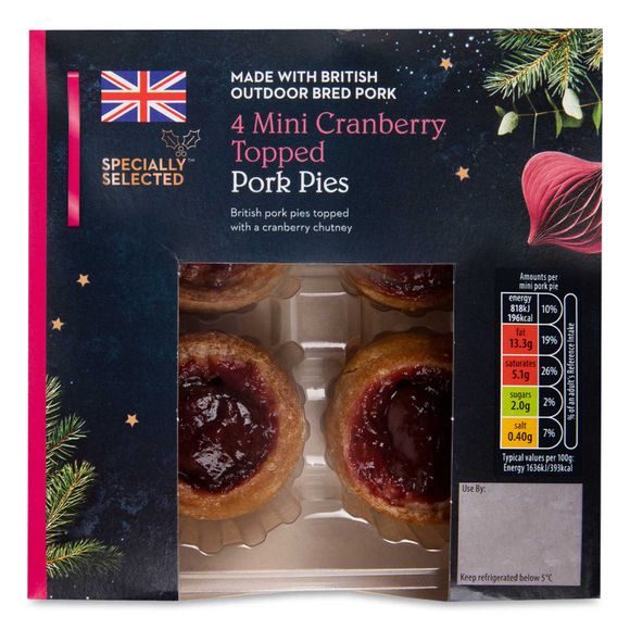 Specially Selected Mini Cranberry Topped Pork Pies 200g/4 Pack